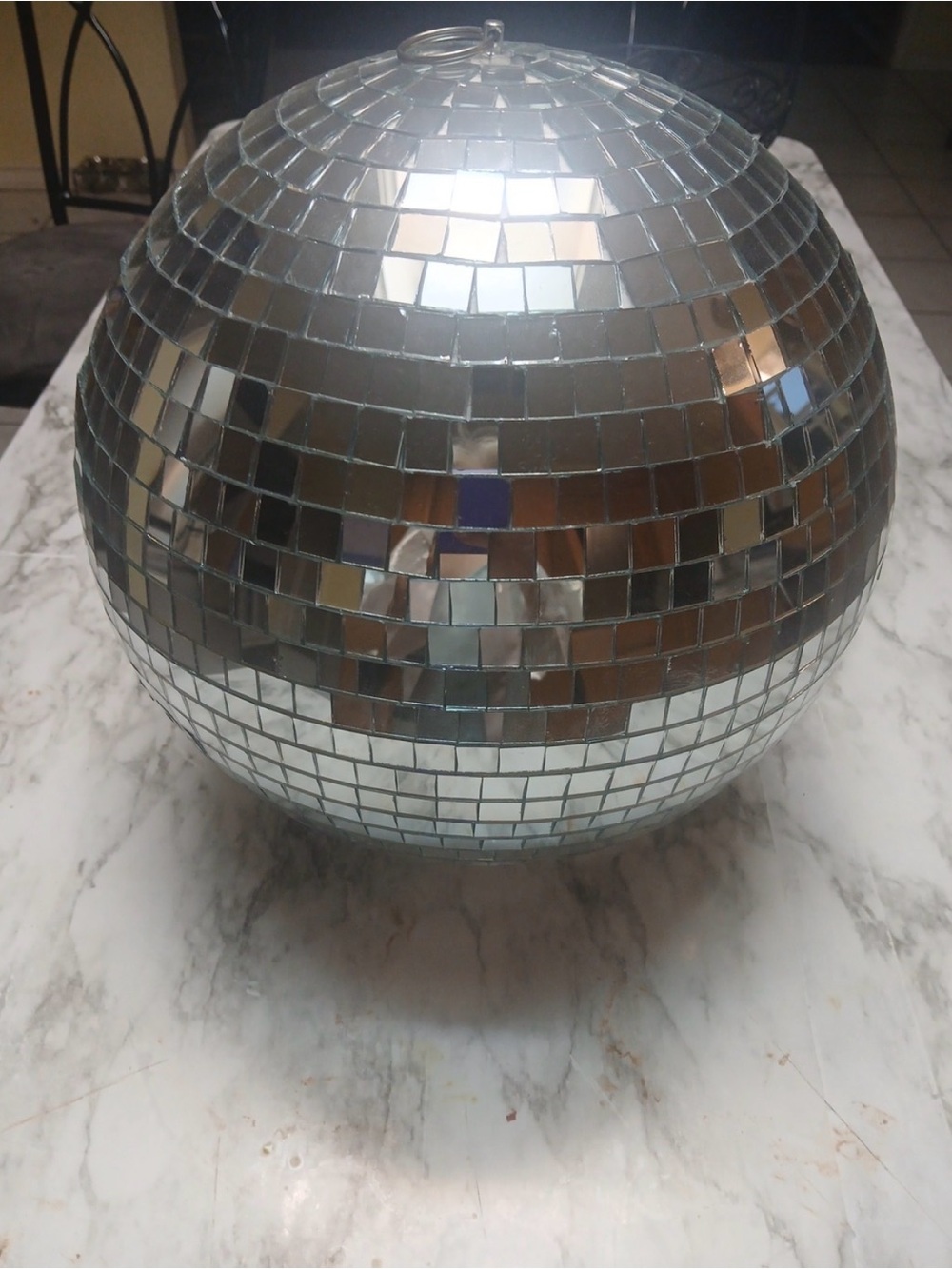 Silver Mosaic Disco Ball Party Decoration - 12 inches